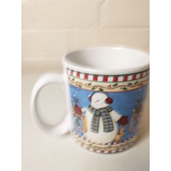 Jolly Snowmen Mugs Debbie Mumm Sakura  2000 Set Of 4 - Picture 10 of 13